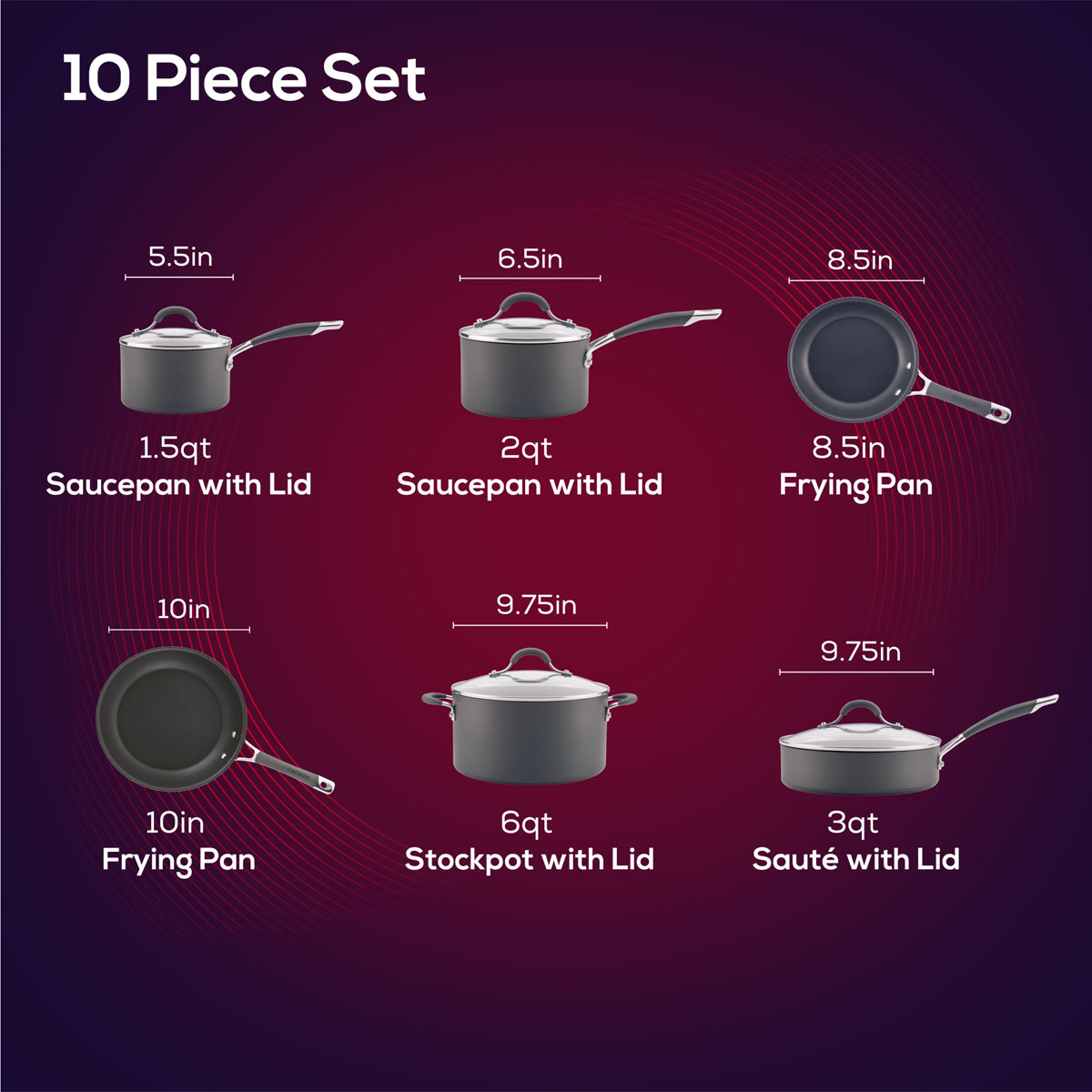 Circulon(R) Radiance 10pc. Hard-Anodized Non-Stick Cookware Set