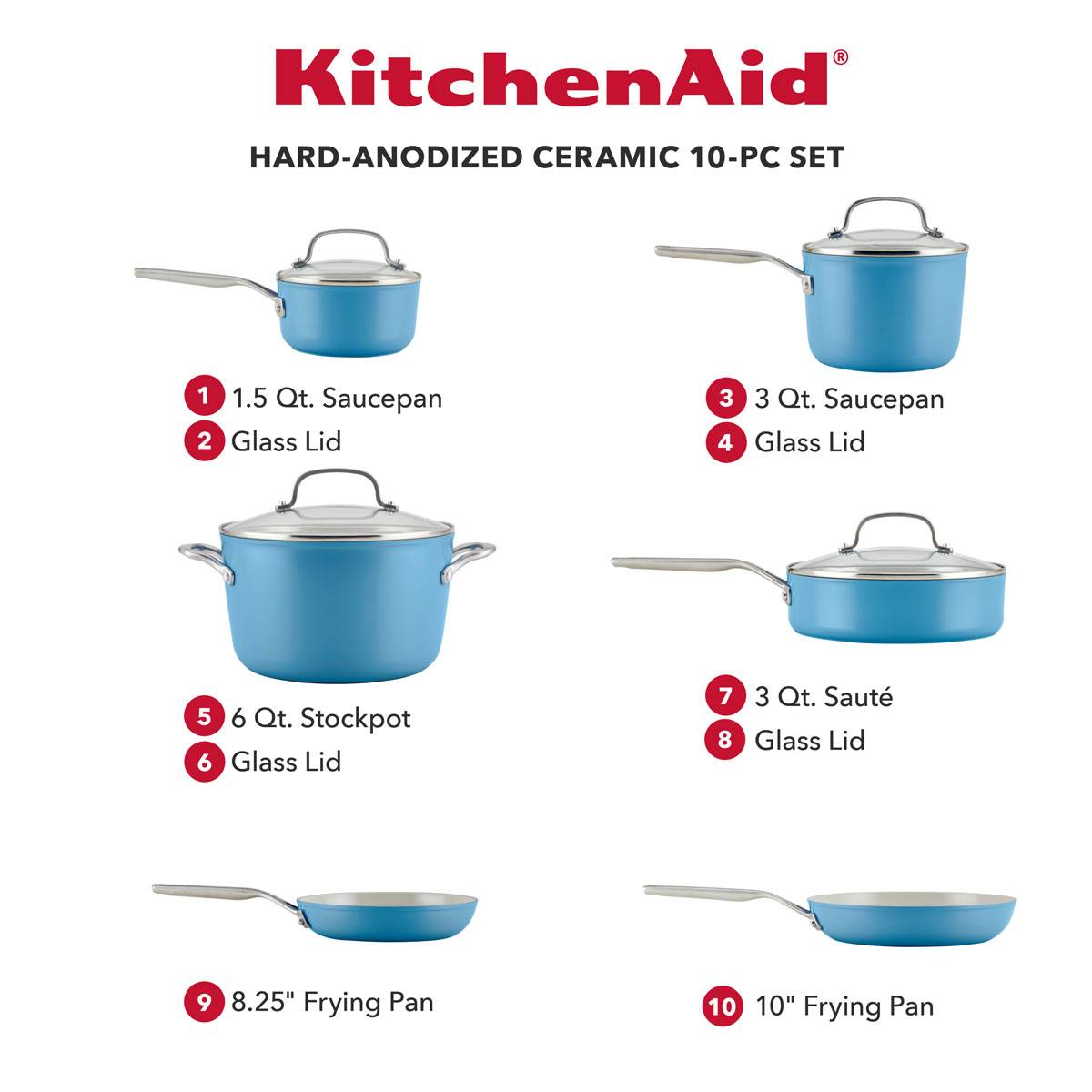 KitchenAid(R) 10pc. Hard Anodized Ceramic Nonstick Cookware Set