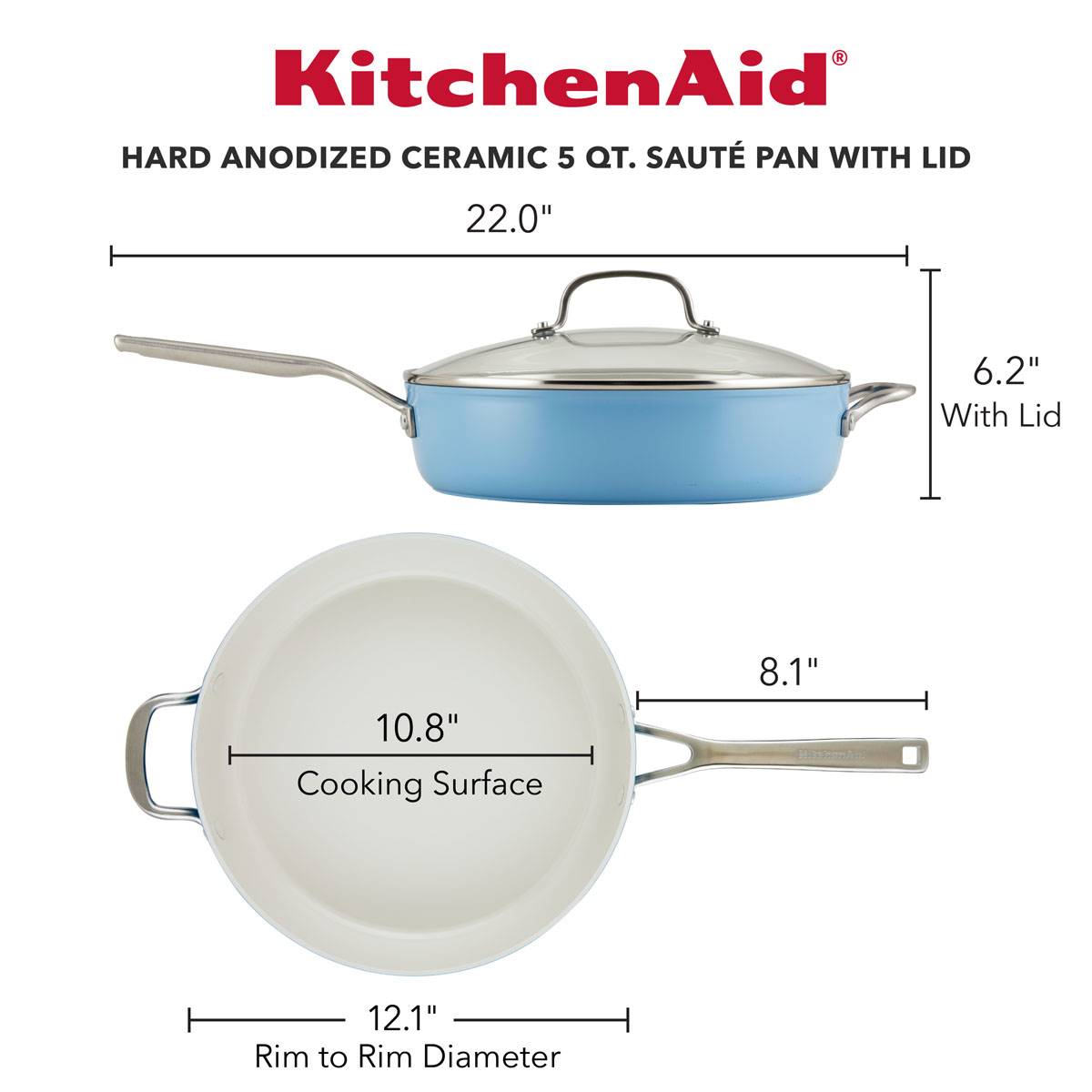 KitchenAid Hard Anodized Ceramic Nonstick 5qt. Saute Pan With Lid