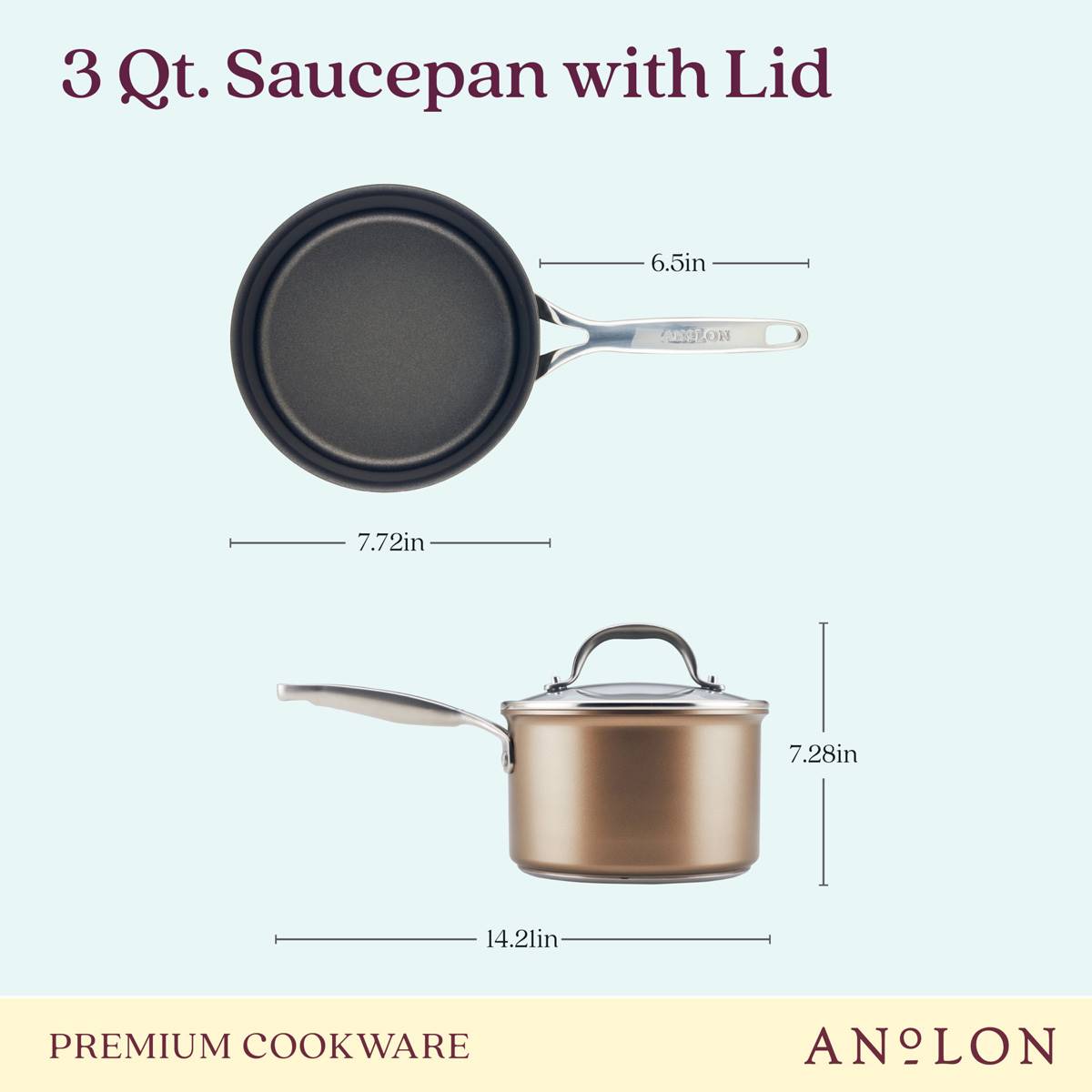 Anolon(R) Ascend Hard Anodized Nonstick Saucepan With Lid - 3-Quart