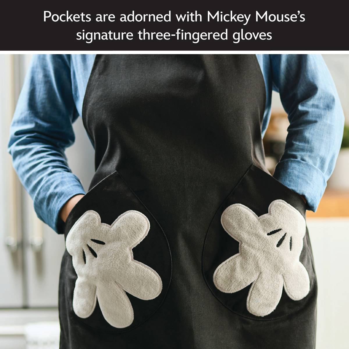 Disney Home Monochrome Adjustable Apron W/ Glove Pockets