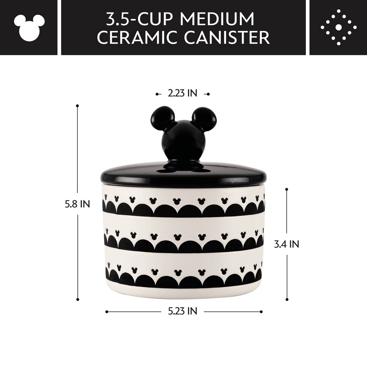 Disney Home Monochrome 3.5 Cup Medium Ceramic Canister