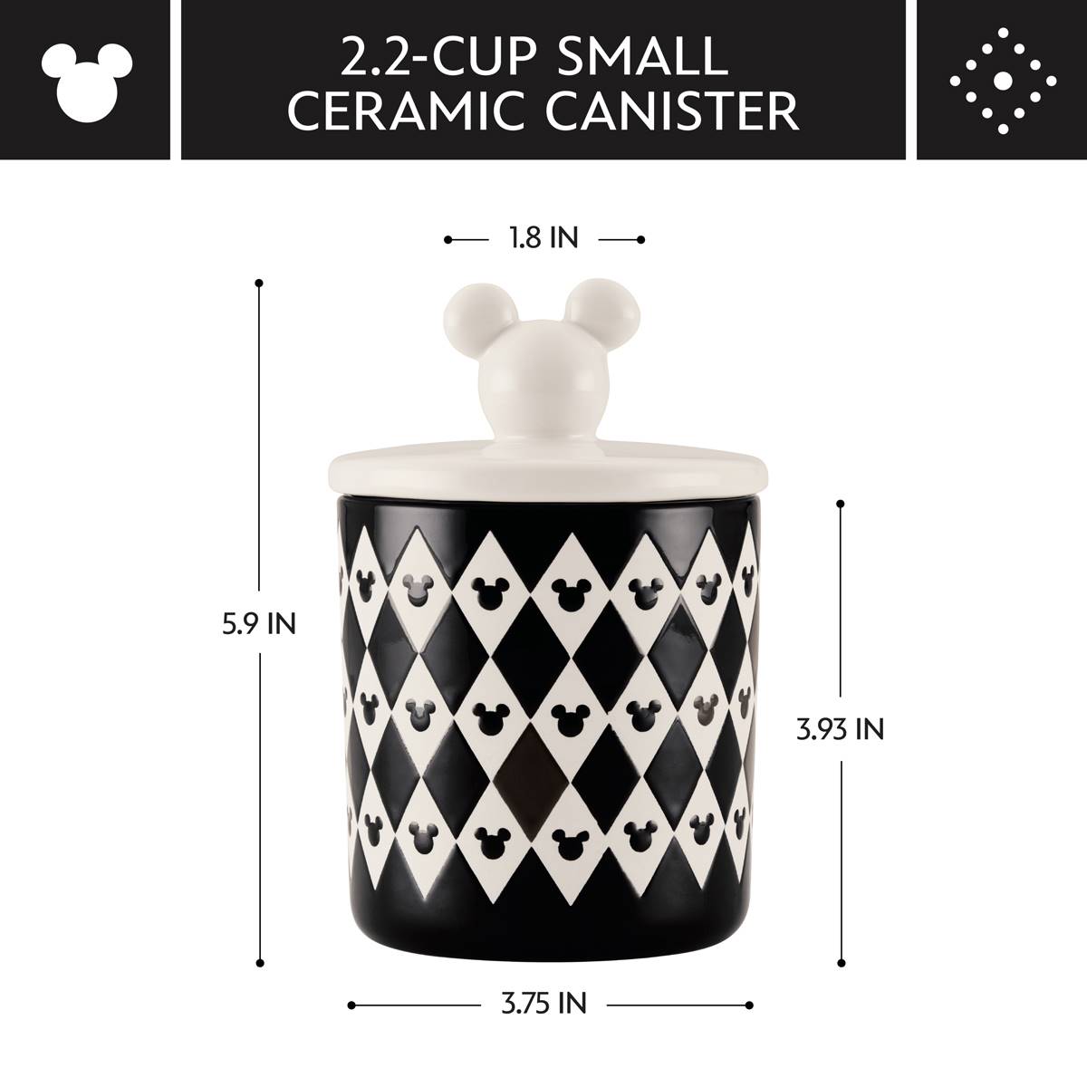 Disney Home Monochrome 2.8 Cup Small Ceramic Canister