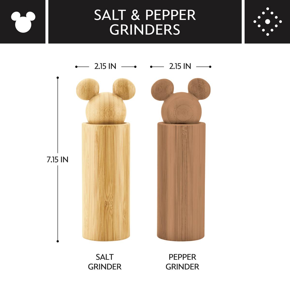 Disney Home Monochrome Salt & Pepper Grinders