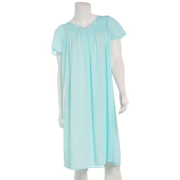 Plus Size Miss Elaine Short Sleeve Tricot Solid Short Nightshirt