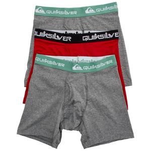 Mens Quiksilver 3pk. Fly Front Boxer Briefs -Red/Grey/Black alternate view