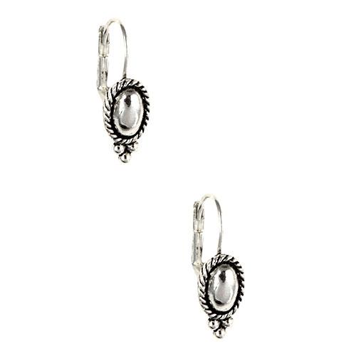Napier Antique Silver Tone Oval Beaded Drop Earrings