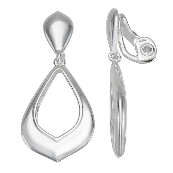 Napier 1.86in. Silver-Tone Long Drop Clip Earrings