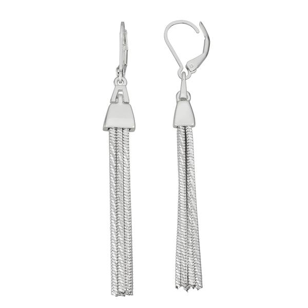 Napier 2.6in. Silver-Tone Sparkling Linear Tassel Earrings