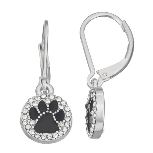 Napier 1.2in. Silver-Tone Paw Drop Earrings