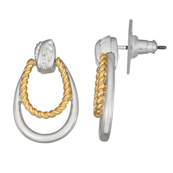 Napier Metal Ears Two-Tone Tightrope Doorknocker Post Earrings