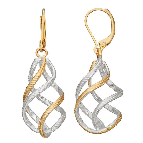 Napier Two-Tone Twisted Linear Leverback Earrings