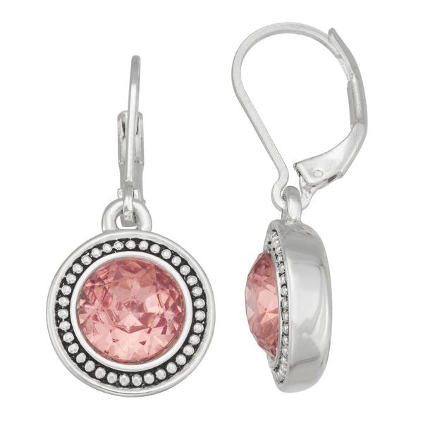 Napier Silver-Tone & Pink Single Drop Leverback Earrings alternate view