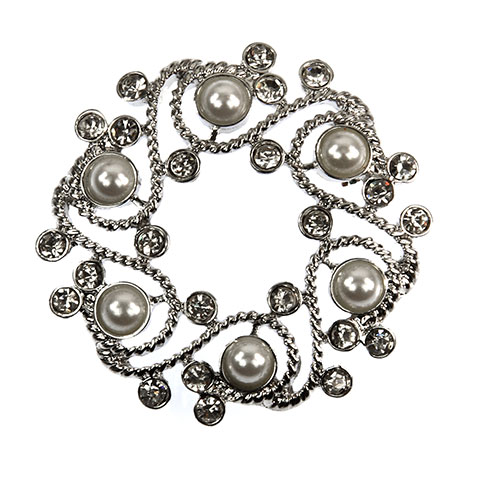 Napier Silver-Tone & Pearl Wreath Pin