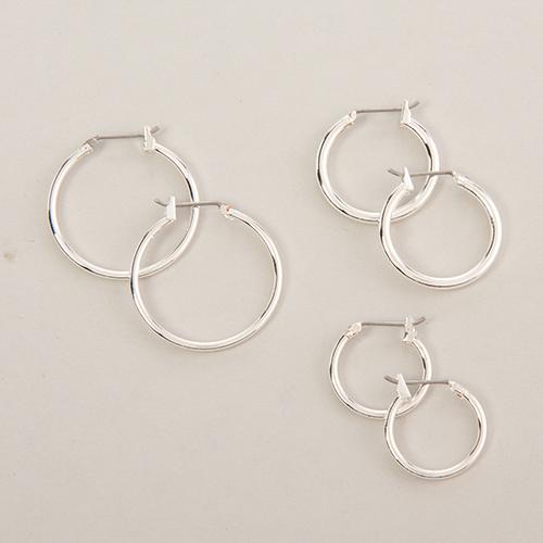 Napier 3pr. Silver Tone Click-Top Hoop Earrings Set
