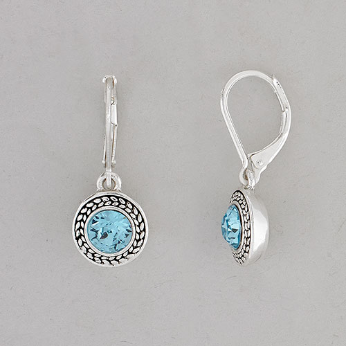 Napier Antique Silver Tone & Aqua Round Drop Earrings