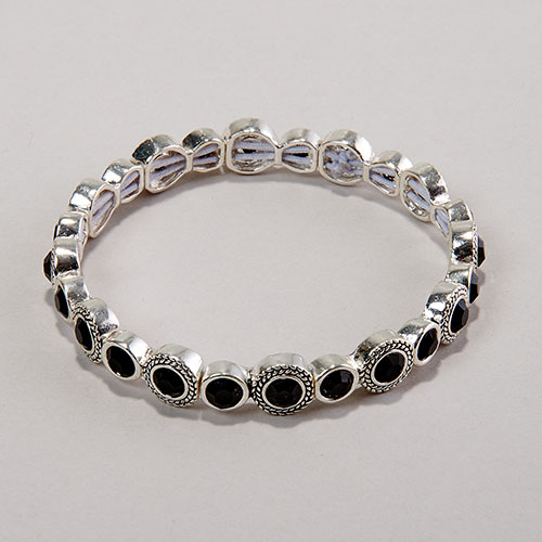 Napier Silver-Tone & Jet Glass Stretch Bracelet