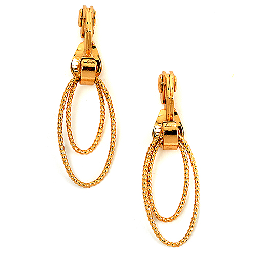 Napier Gold-Tone Orbital Drop Clip On Earrings