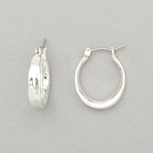Napier Silver-Tone Small Click Top Hoop Earrings