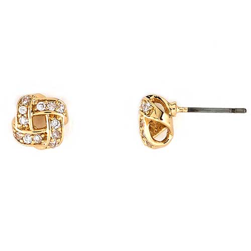 Napier Gold-Tone & CZ Knot Button Stud Earrings