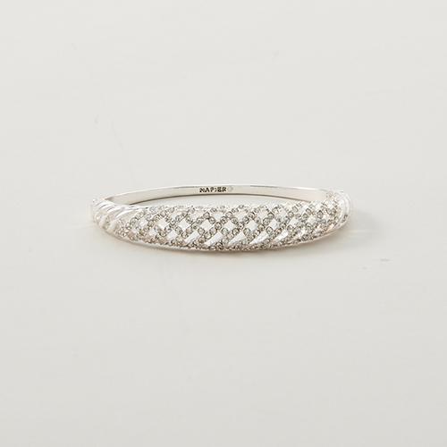 Napier Silver-Tone & Crystal Open Weave Bangle