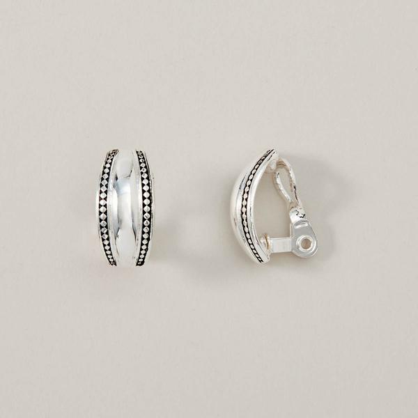 Napier Antique Silver-Tone Large Huggie EZ Comfort Clip Earrings