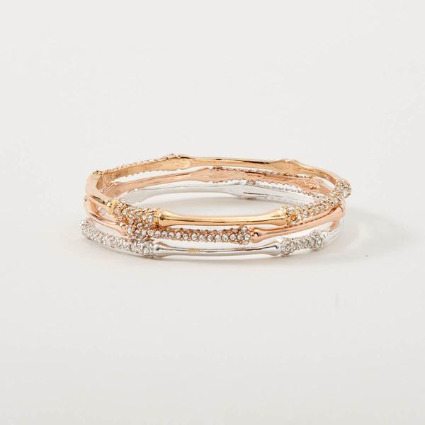 Napier Tri-Tone Bamboo Bangle Bracelet Set