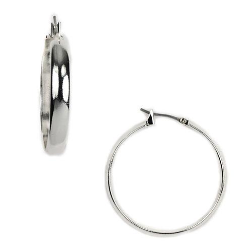 Napier Silver Tone Medium Click It Hoop Earrings