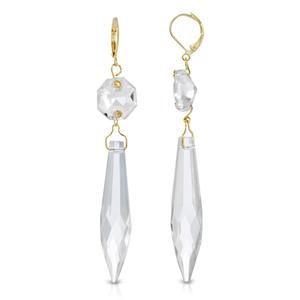 1928 Gold Tone Clear Crystal Linear Drop Earrings