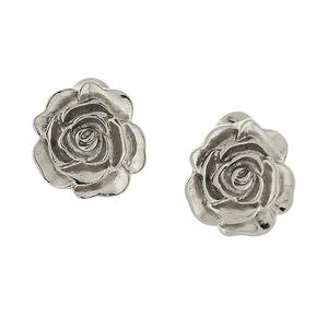 1928 Silver-Tone Flower Button Clip On Earrings
