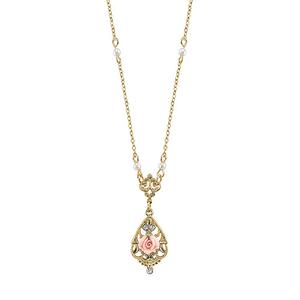 Signature 1928 Porcelain Rose Necklace & Pendant