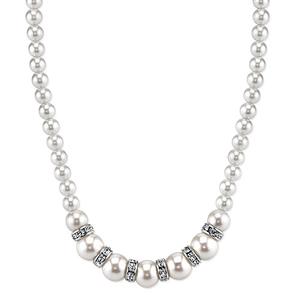 1928 Pearl & Crystal Rondell Single Row Necklace