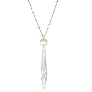 1928 Gold Tone Clear Crystal Icicle Y-Necklace