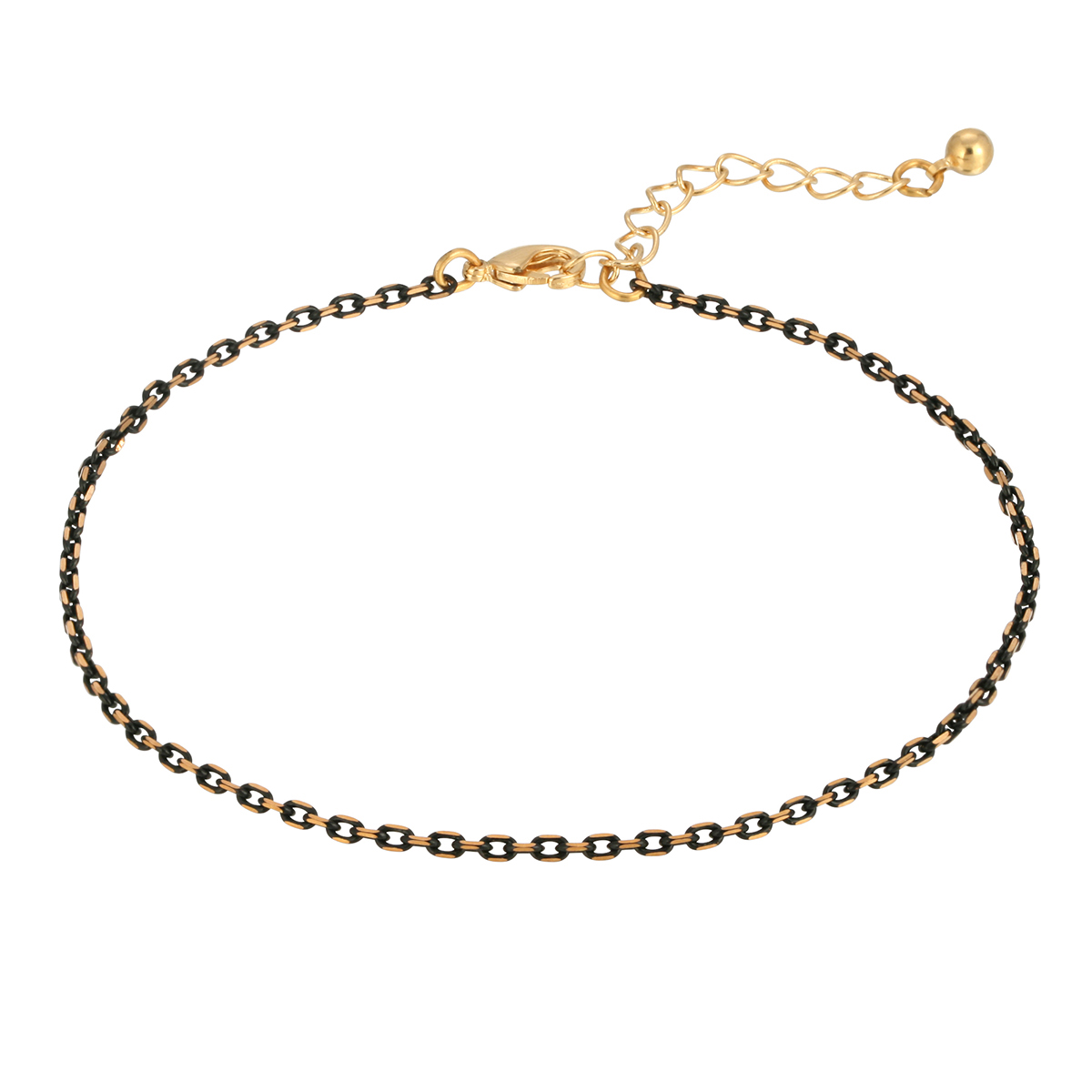 1928 Gold & Black Tone Chain Ankle Bracelet