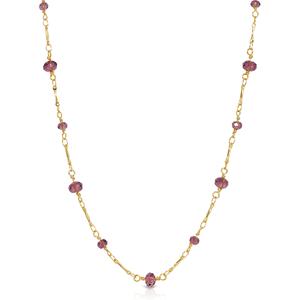 1928 Gold Tone Purple Beaded Chain Necklace