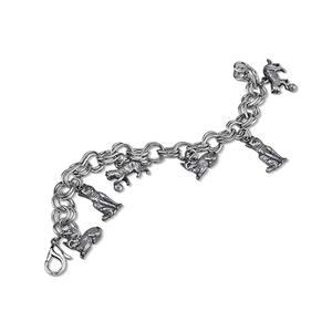 1928 Pewter 6 Cat Charm Bracelet