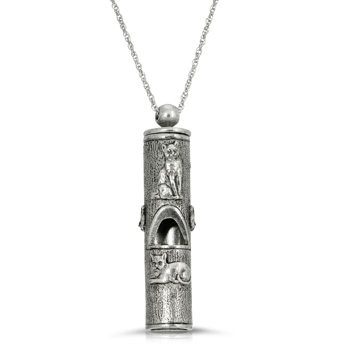 1928 Pewter Cat Whistle Pendant Necklace