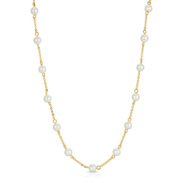 1928 Gold Tone Pearl Statement Necklace