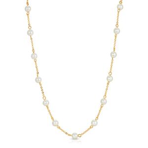 1928 Gold Tone Pearl Statement Necklace