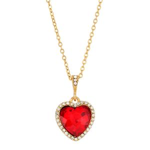 1928 Romantic Red Heart Pendant Necklace