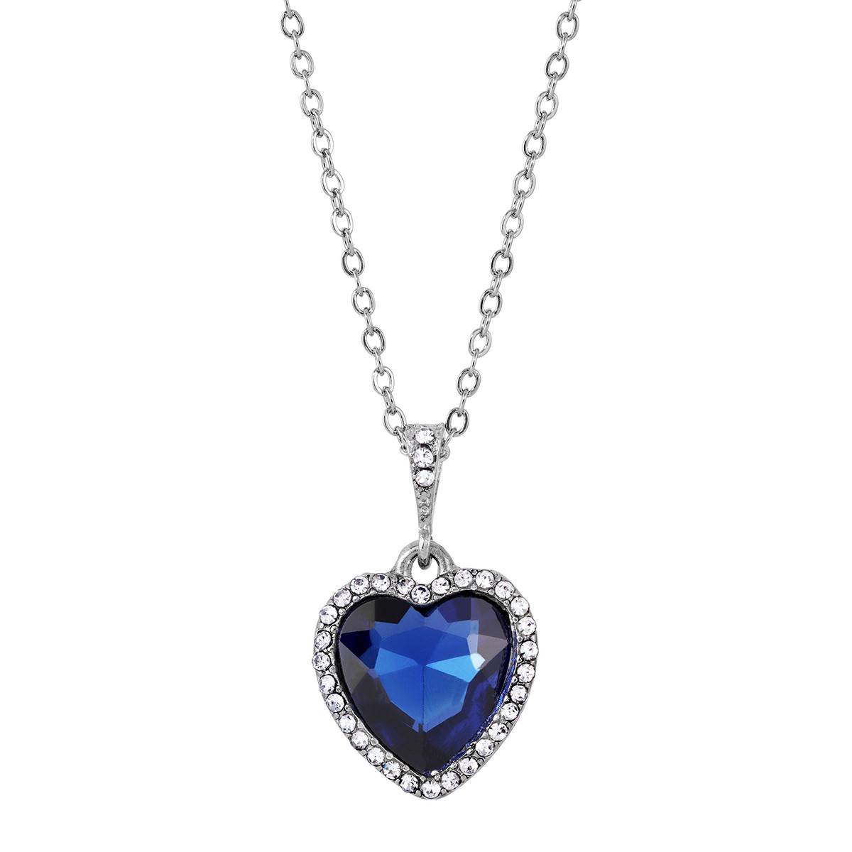 1928 Romantic Blue Heart Pendant Necklace