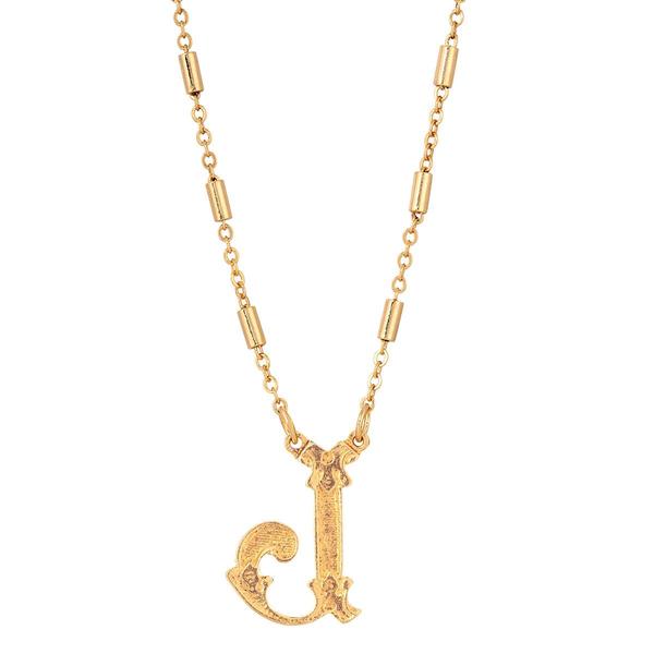 1928 Gold Tone Initial J Pendant Necklace