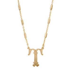 1928 Gold Tone Initial T Pendant Necklace