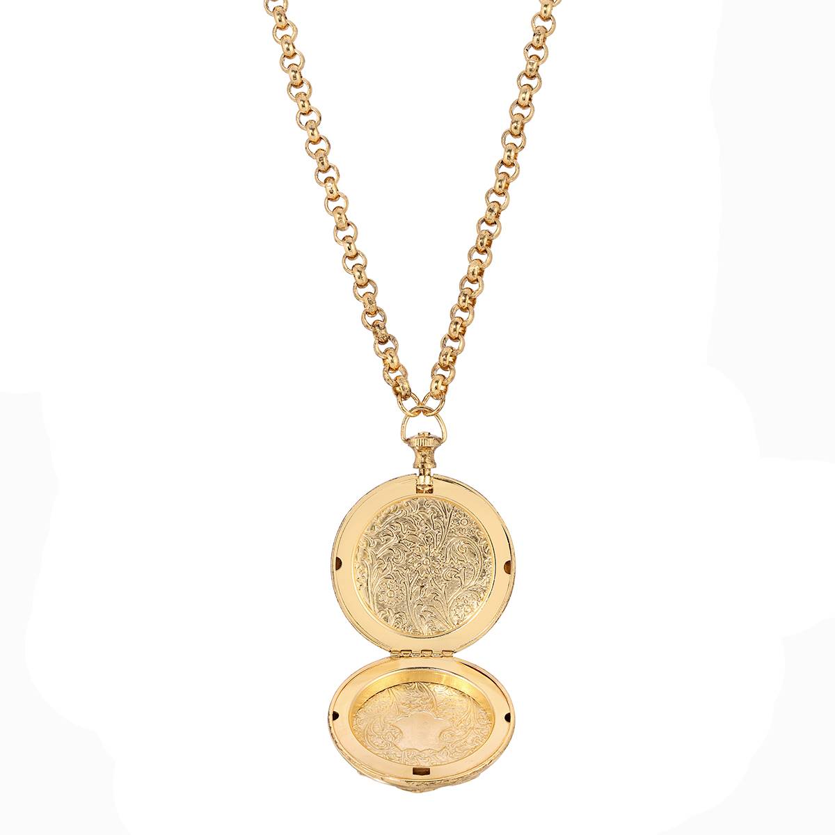 1928 Gold Tone Crystal Locket Necklace