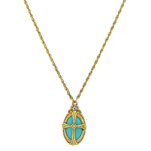 Symbols Of Faith Turquoise Pendant Necklace