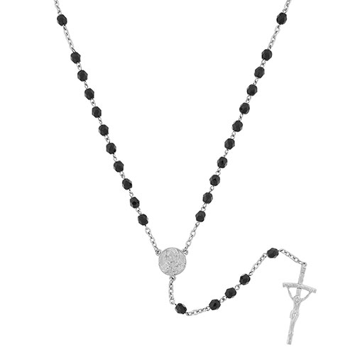 Symbols Of Faith Jet Rosary Y-Necklace