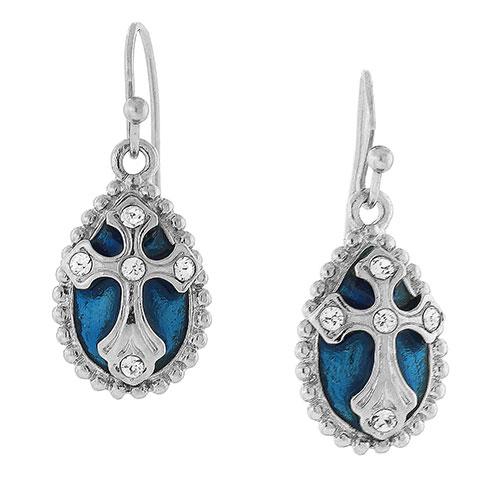 Symbols of Faith Blue Enamel Drop Earrings