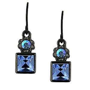 1928 Jet with Montana Square Drop Earrings