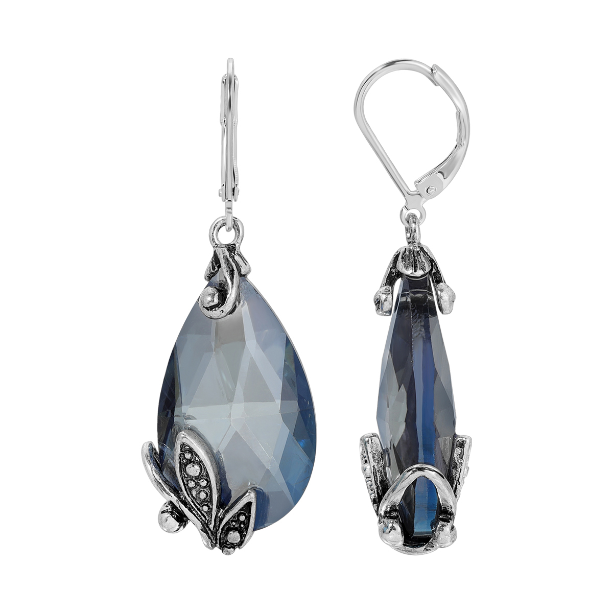 1928 Teardrop Faceted Glass Earrings