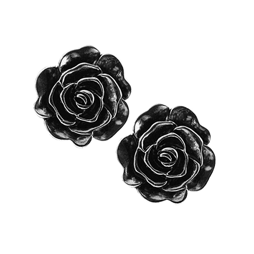 1928 Silver Metallic Rosebud Stud Earrings